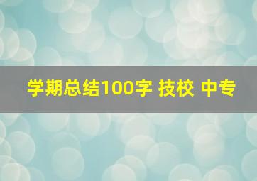 学期总结100字 技校 中专